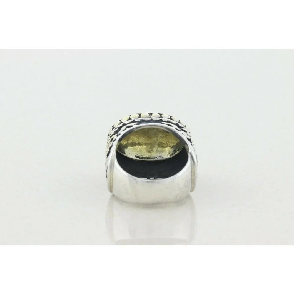 Sterling Silver Large Ring Gold Plated Center with Leaf Design Sides size 8 - Picture 9 of 9